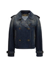 cropped double-breasted denim jacket