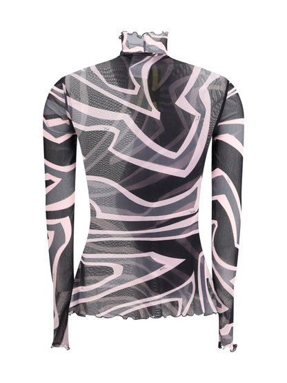 PUCCI 42 tulle top with labyrinth print