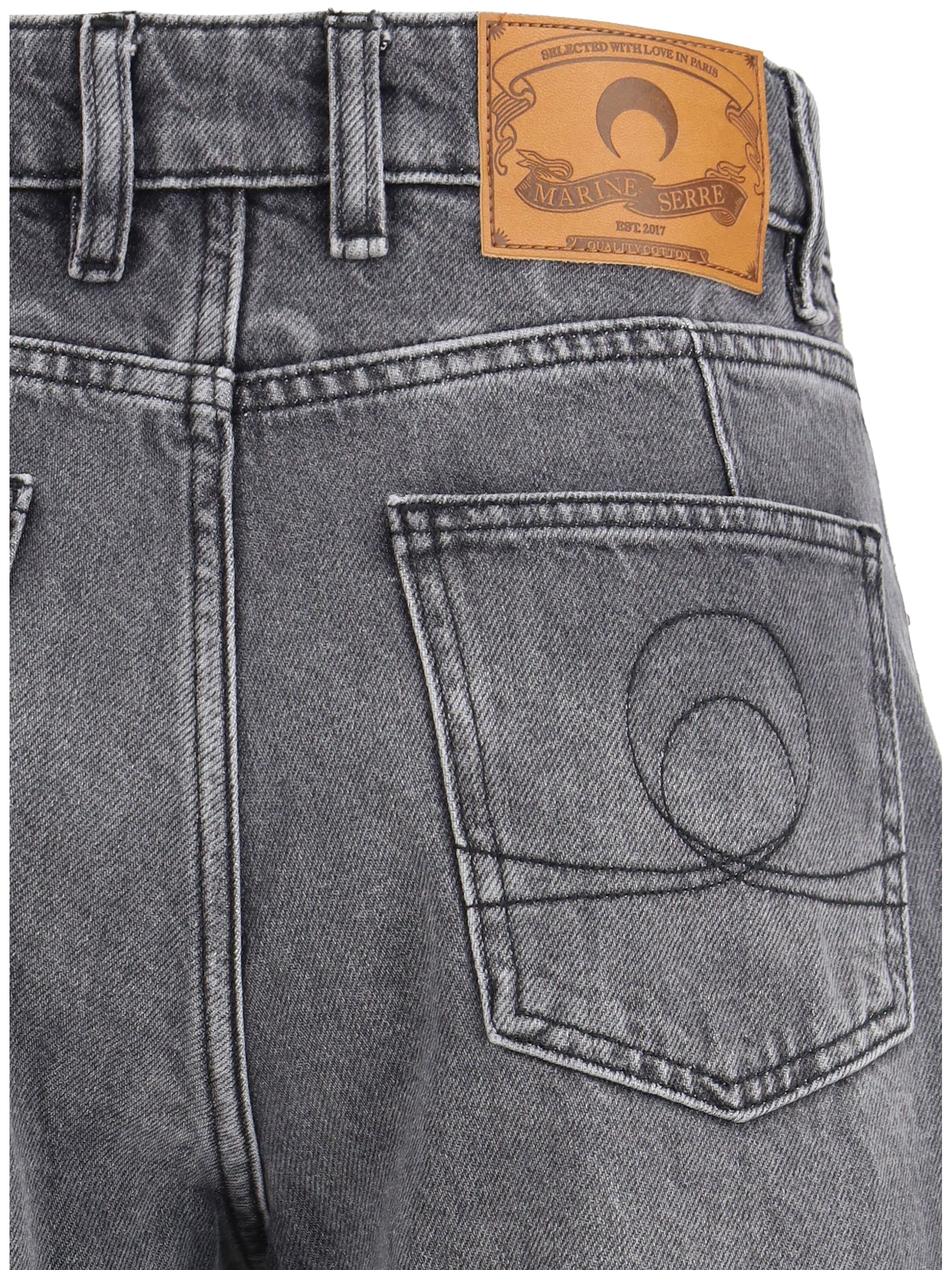 MARINE SERRE 36 moon laser grey wash denim high-waist flare jeans