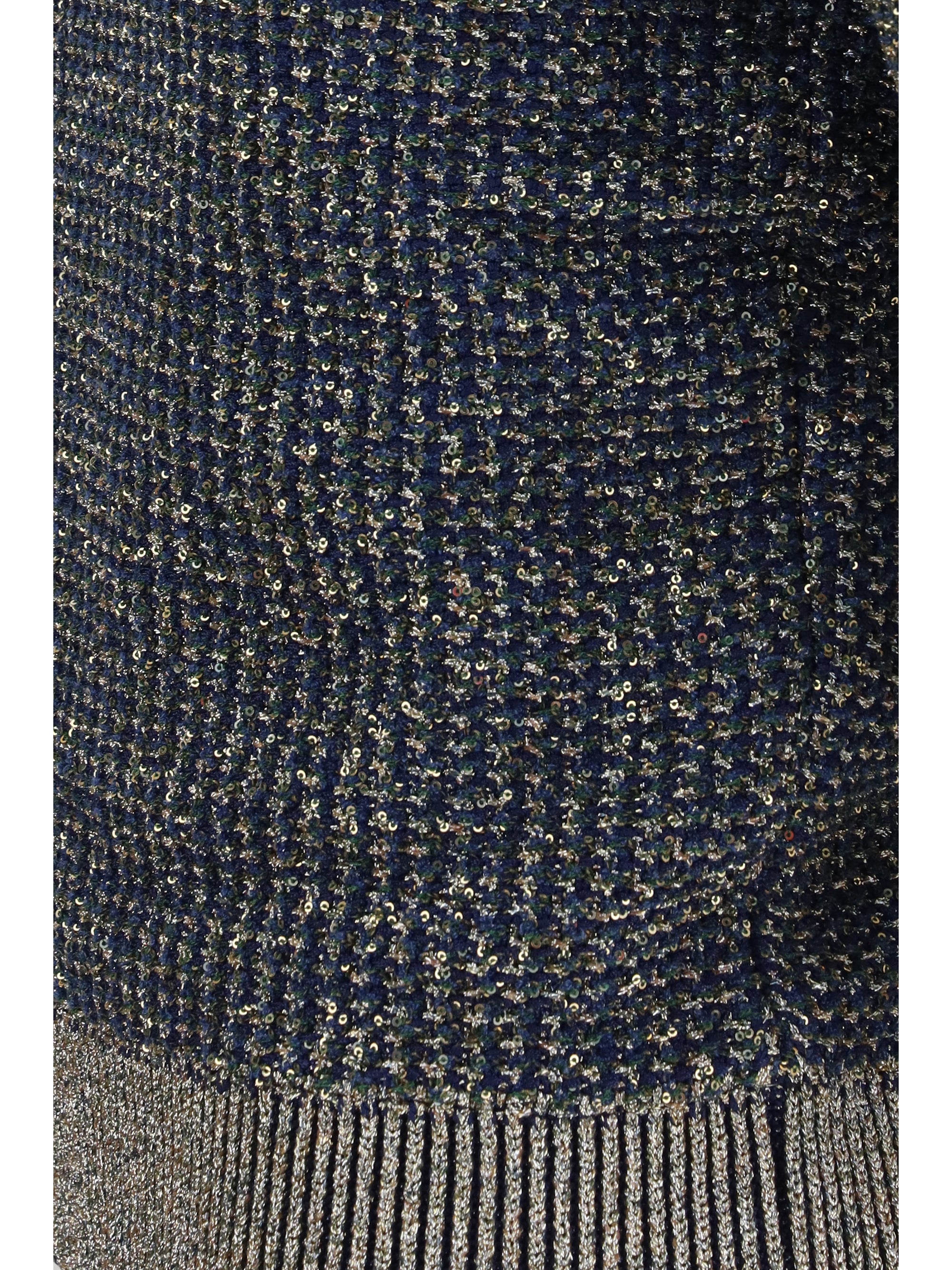 short-sleeve sequined sweater with buttons