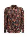 silk flora print shirt with neck bow