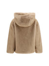 hooded jacket in eco-fur