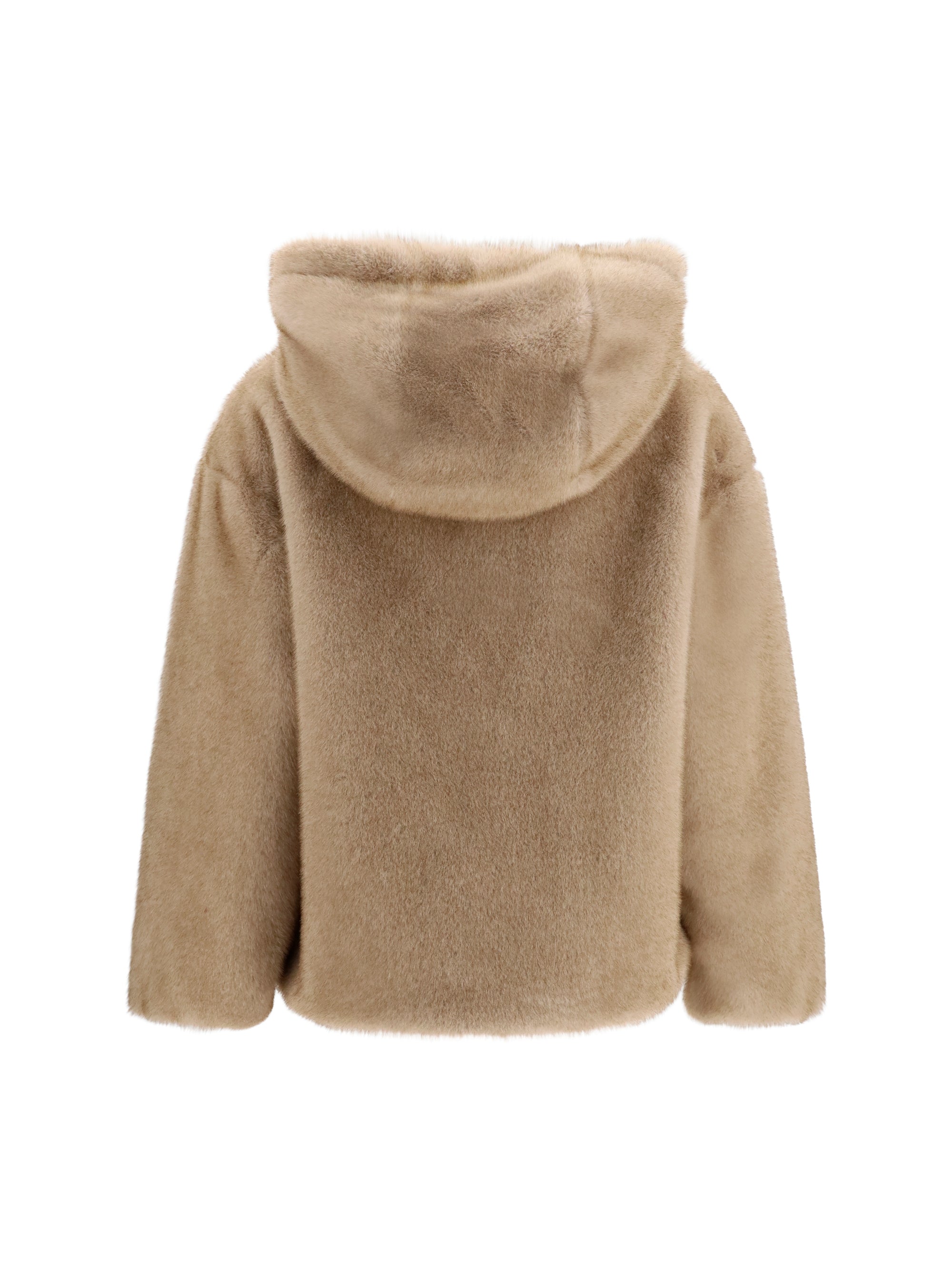 hooded jacket in eco-fur