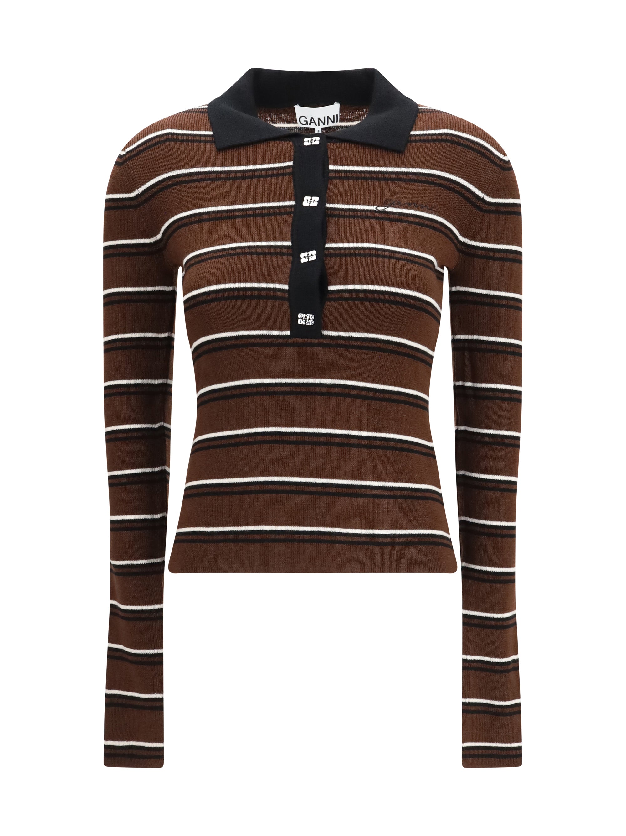 striped merino polo shirt