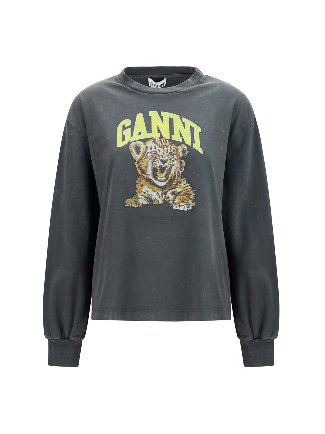 GANNI L long-sleeve tiger-print t-shirt