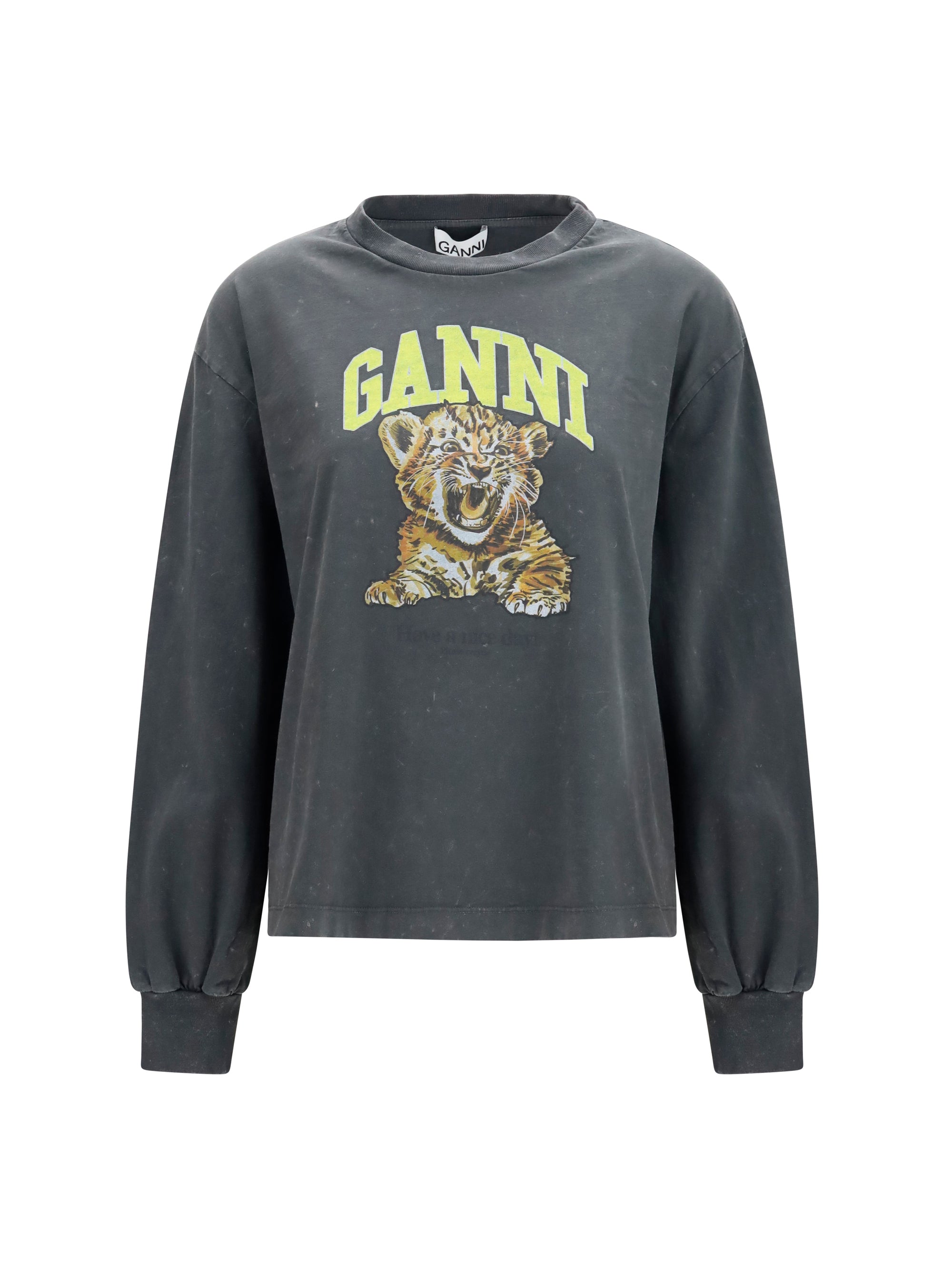 long-sleeve tiger-print t-shirt