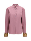 cotton shirt with floral embroidered cuffs