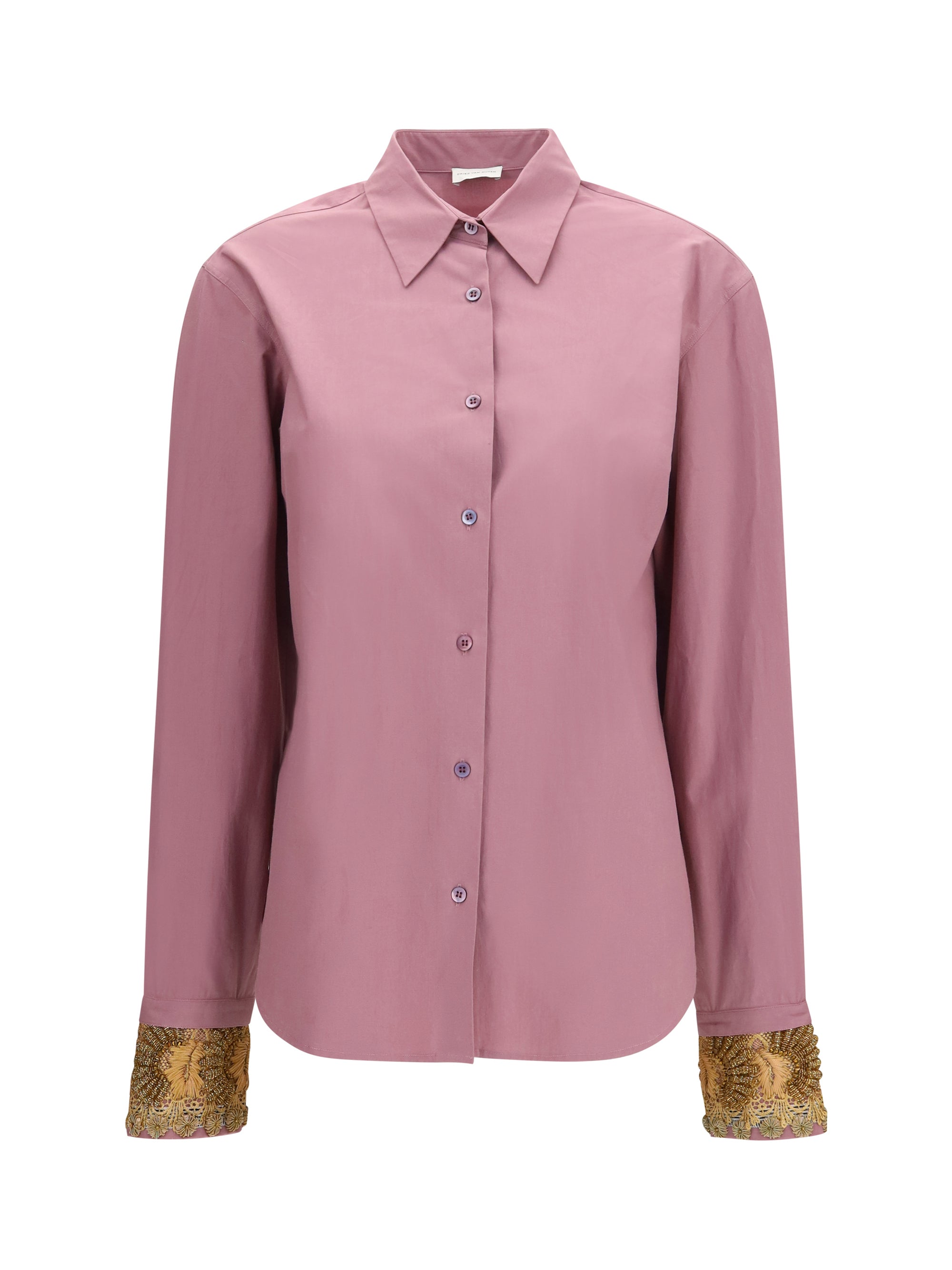 cotton shirt with floral embroidered cuffs