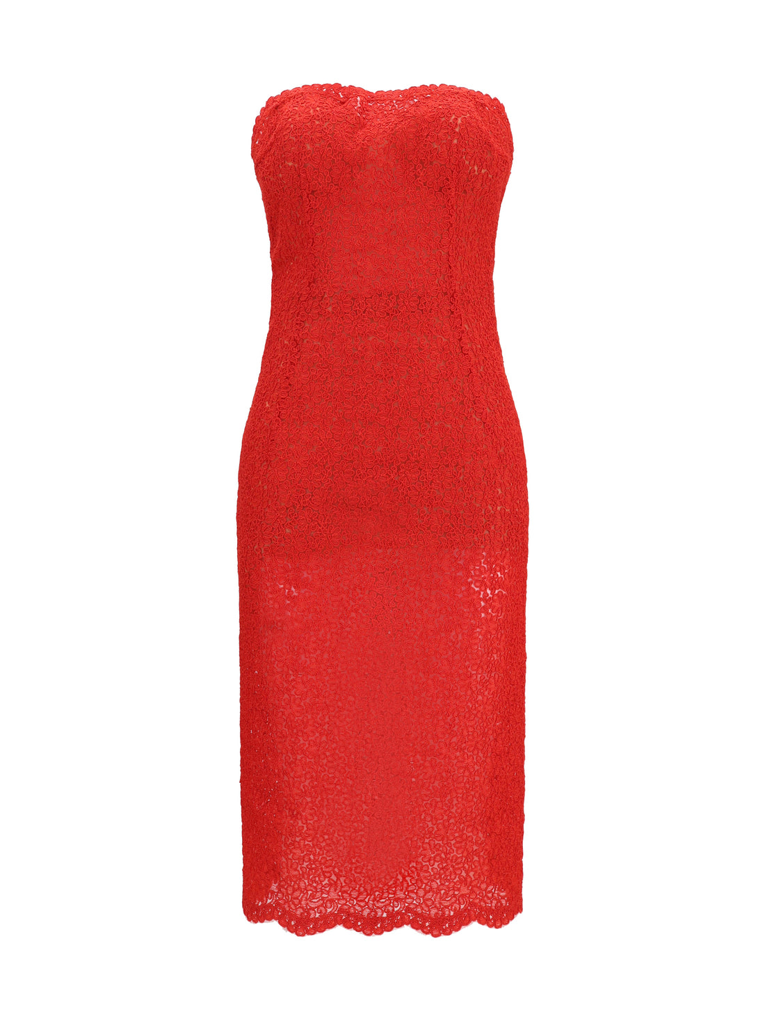 ERMANNO SCERVINO 40 strapless midi lace dress