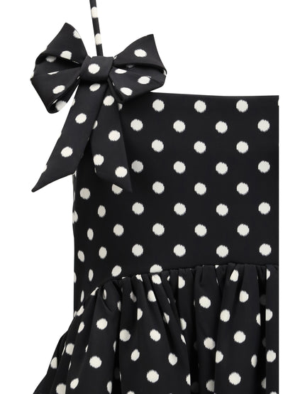 GANNI 36 polka-dot satin mini dress