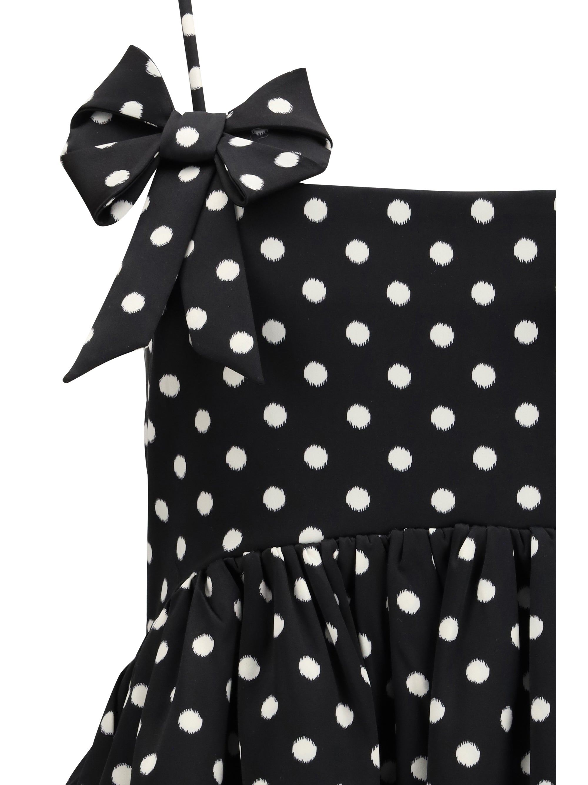 polka-dot satin mini dress