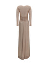 long chiffon dress with crystal detail
