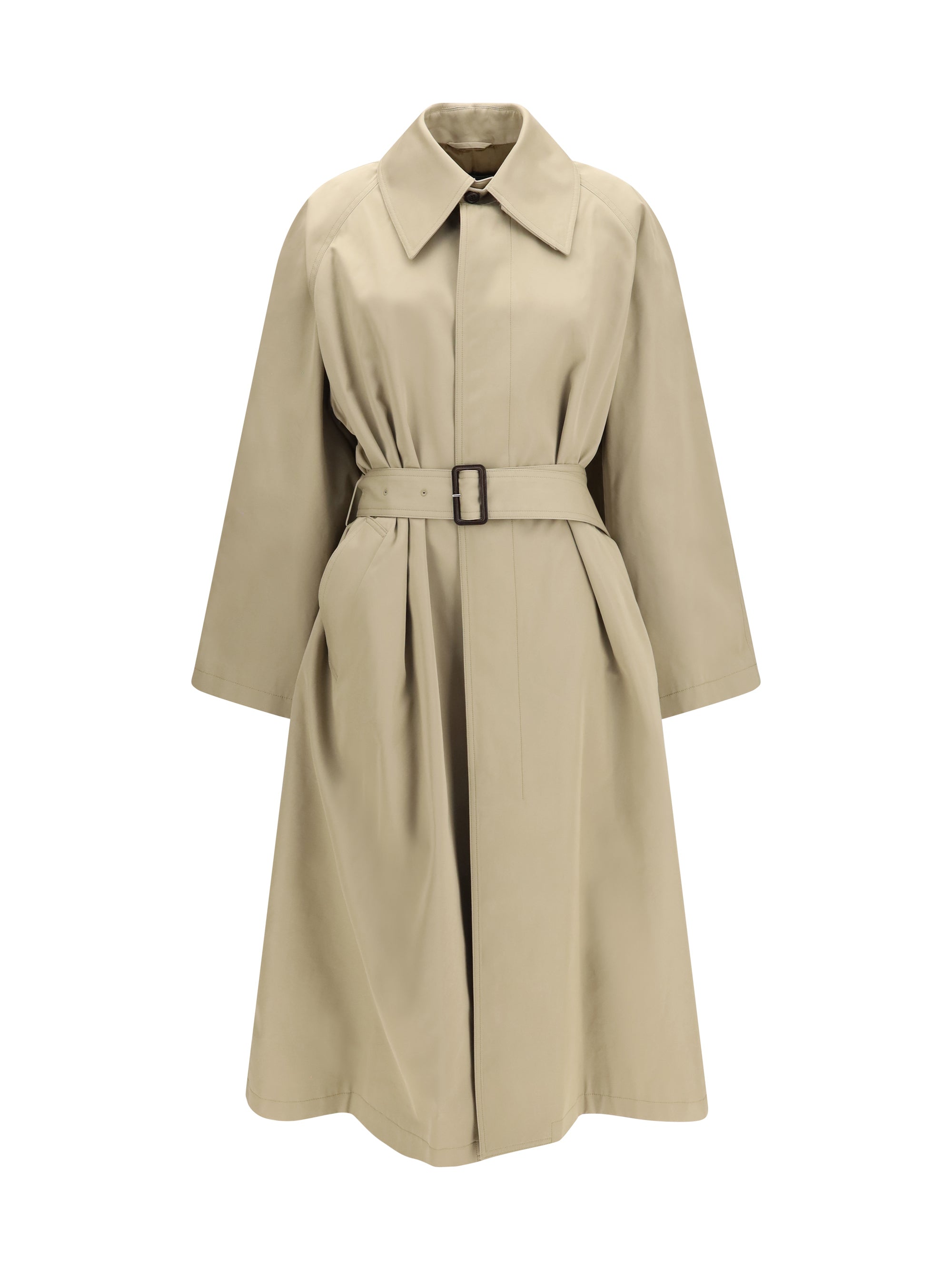 long cotton and silk trench coat