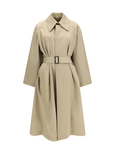 long cotton and silk trench coat