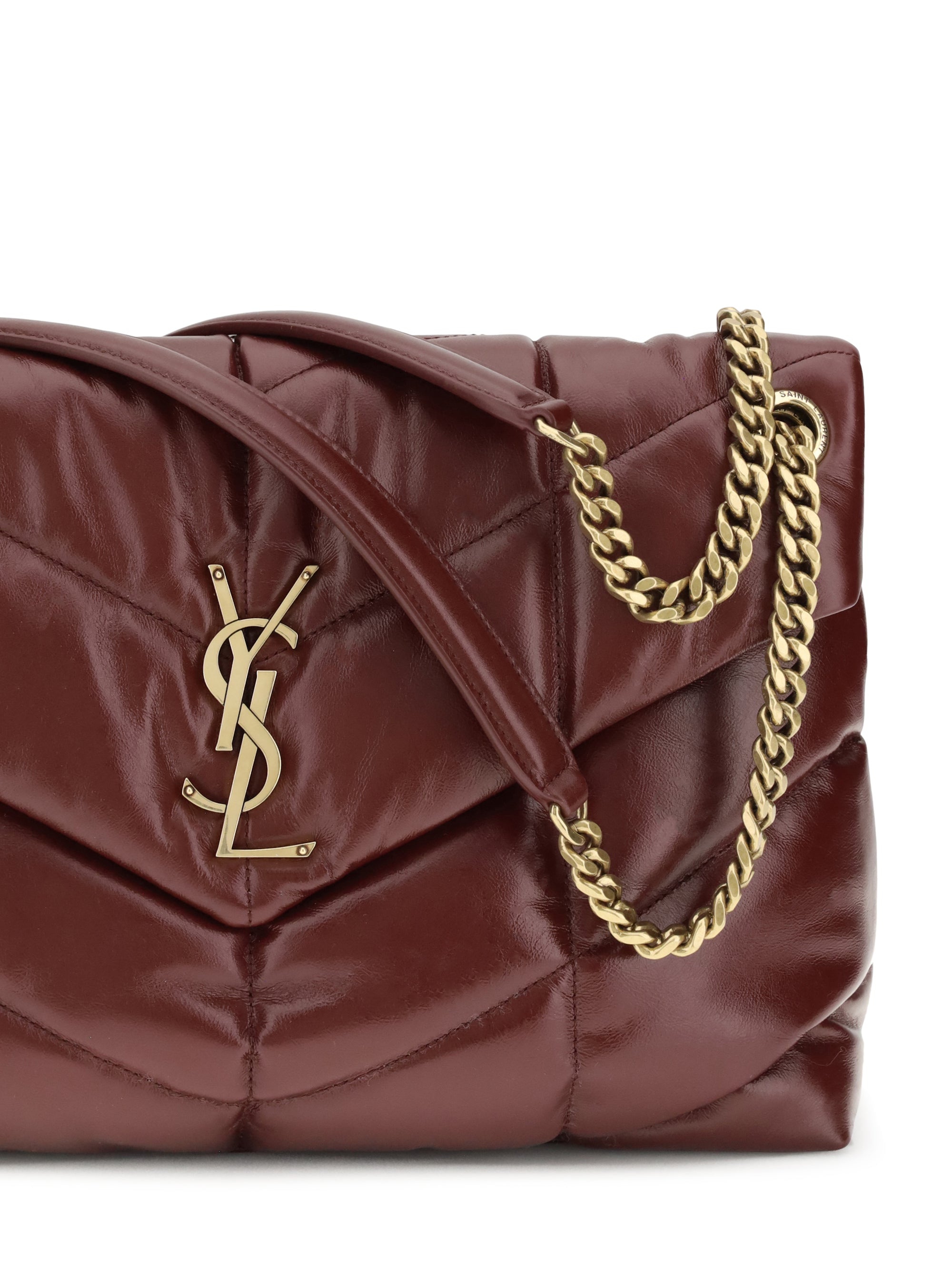 medium puffer bag in glossy leather