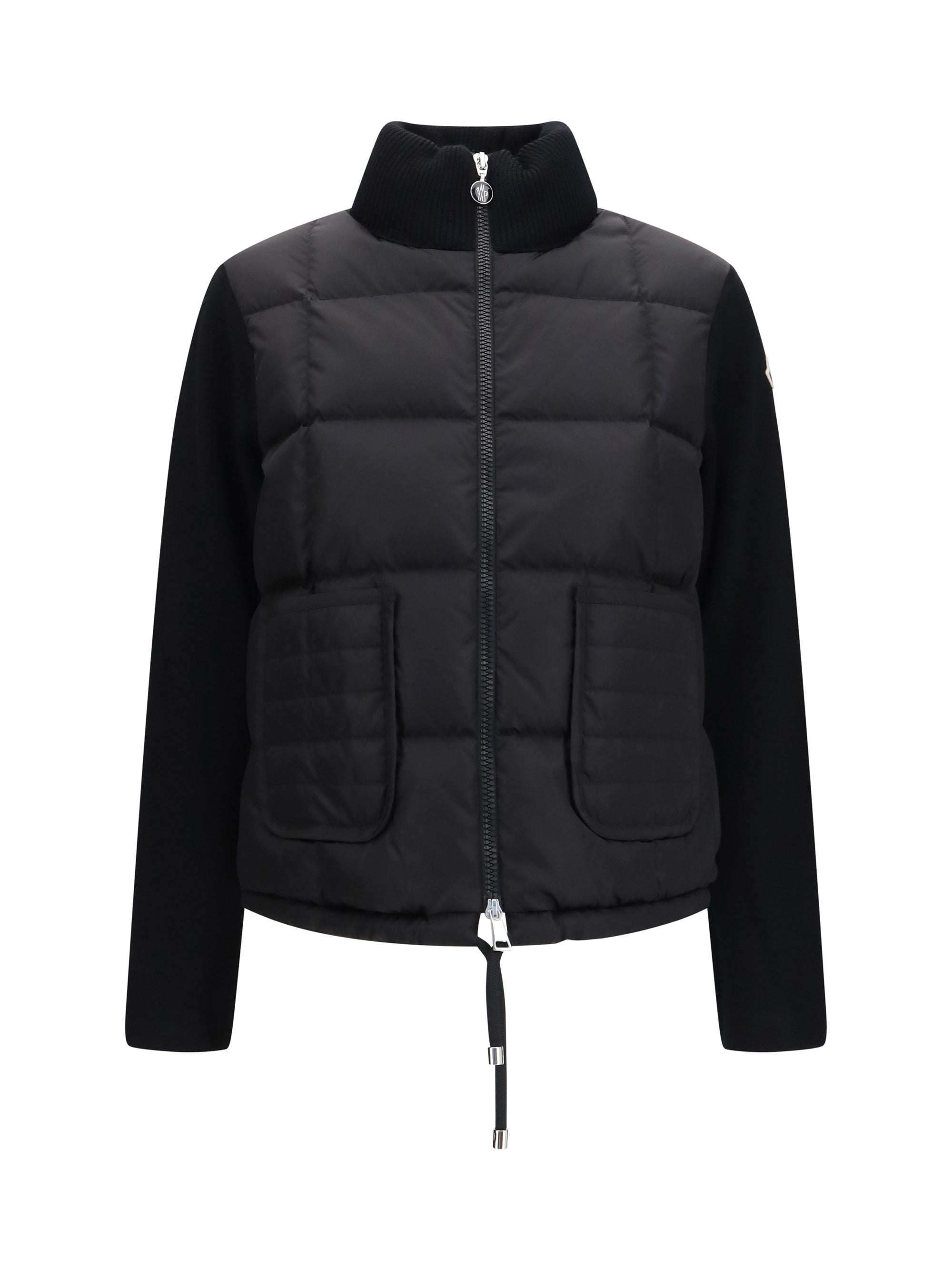 quilted wool padded cardigan with zip