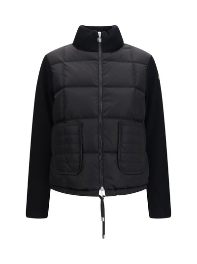 quilted wool padded cardigan with zip