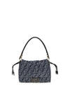 mamma baguette shoulder bag in ff jacquard denim