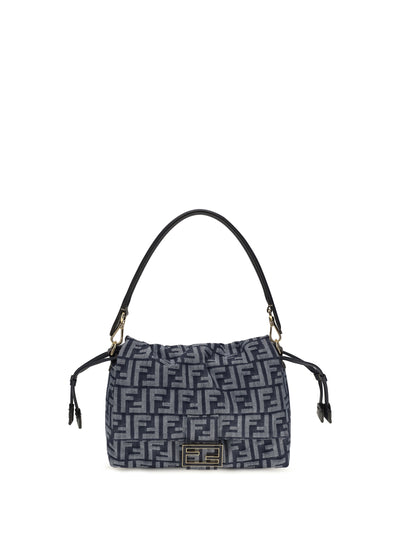 mamma baguette shoulder bag in ff jacquard denim