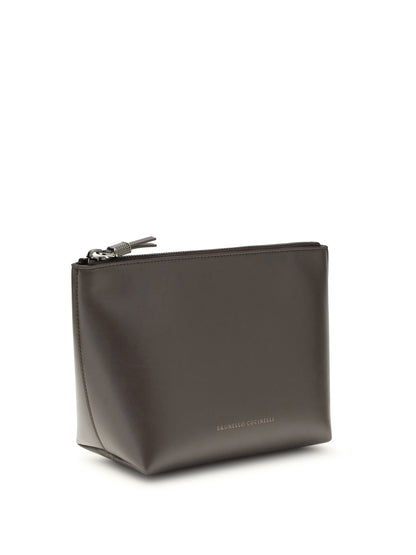 BRUNELLO CUCINELLI OS leather pouch with shiny zipper pull