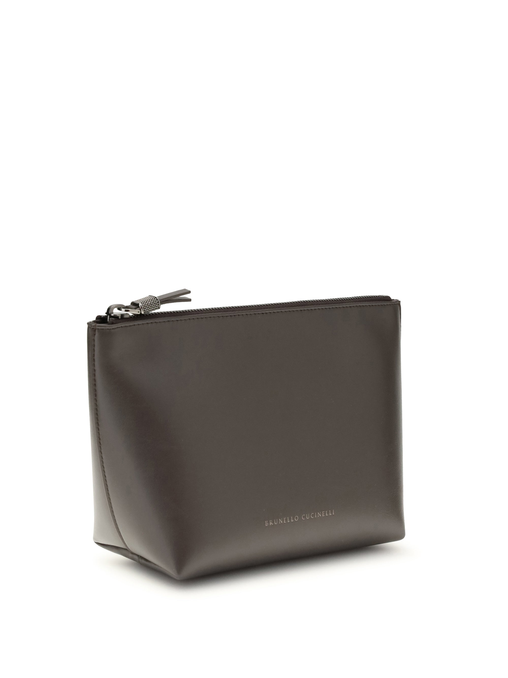 leather pouch with shiny zipper pull