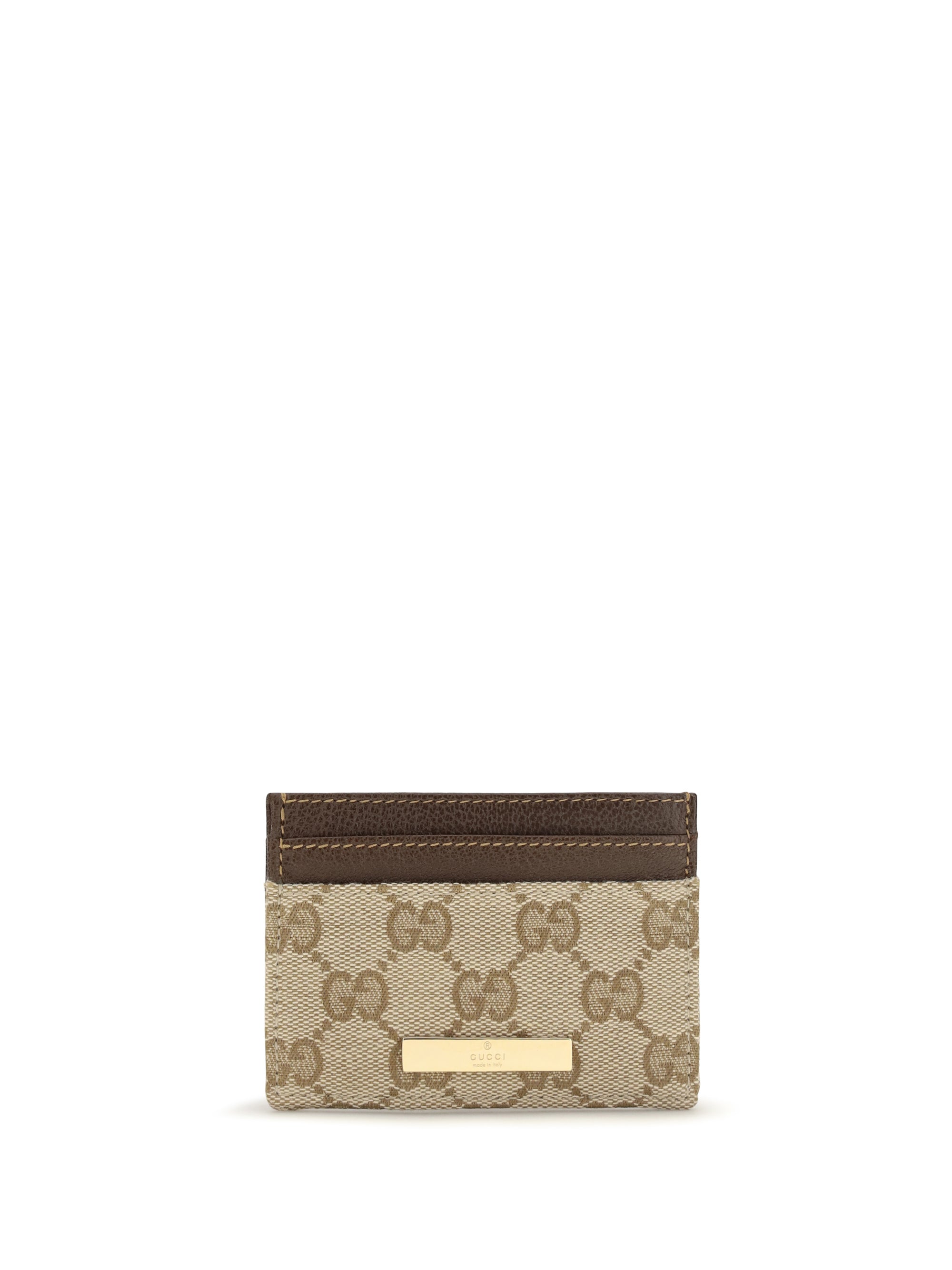 gg monogram card holder with logo plaque