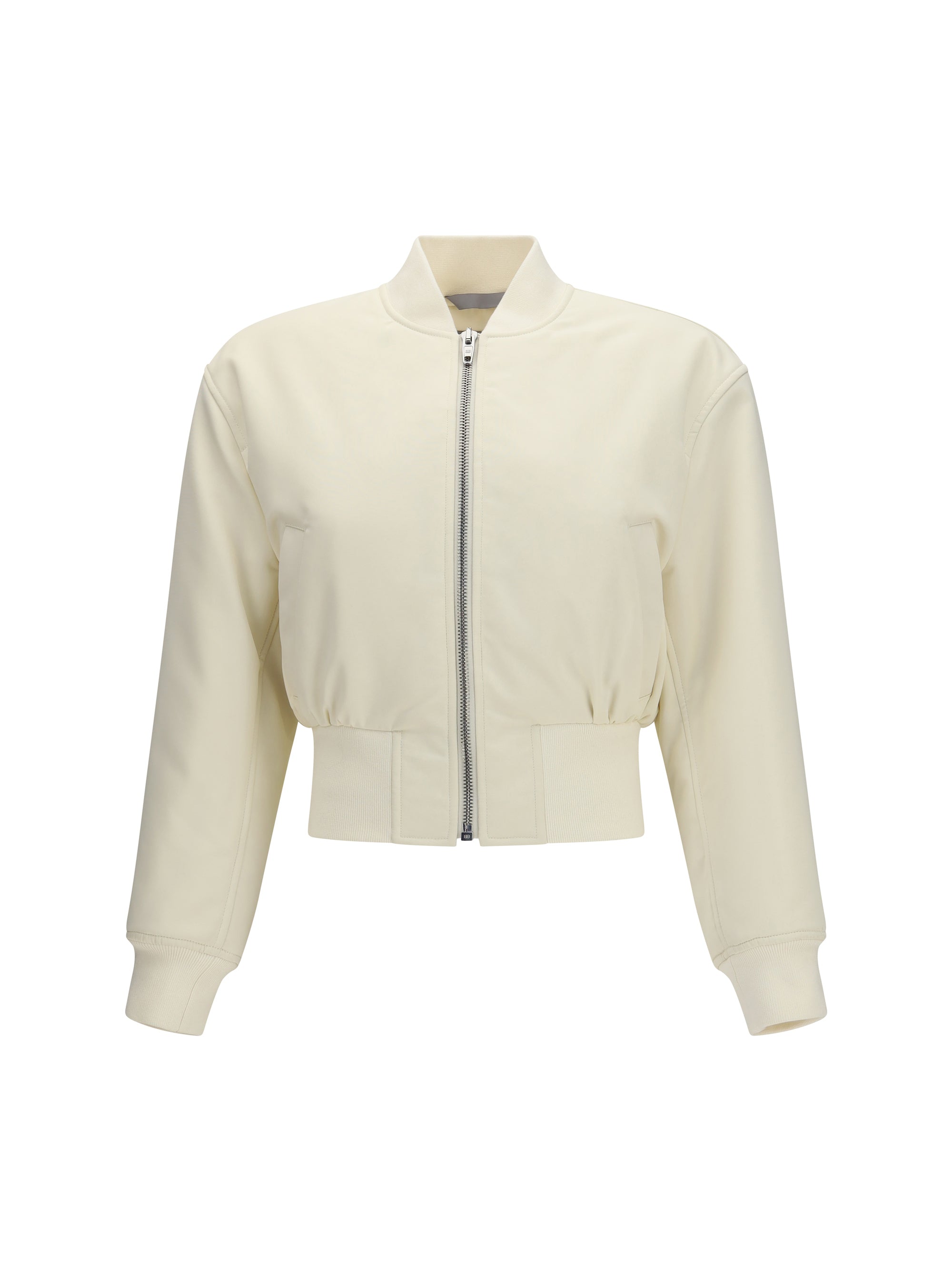 cropped bomber jacket in technical faille