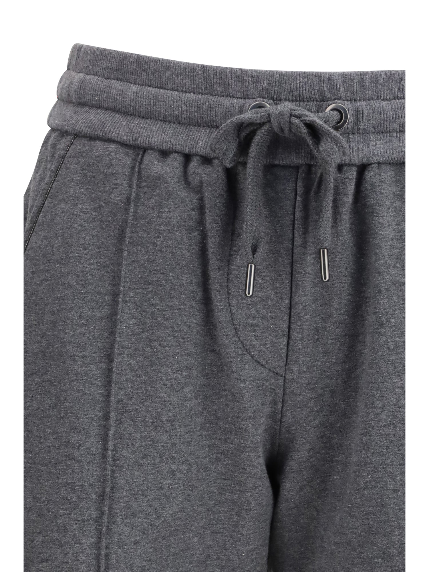 BRUNELLO CUCINELLI L track stretch-fleece trousers with monili detailing