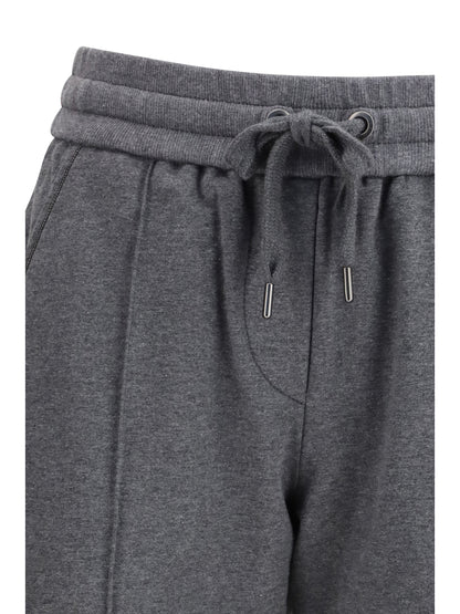 BRUNELLO CUCINELLI L track stretch-fleece trousers with monili detailing
