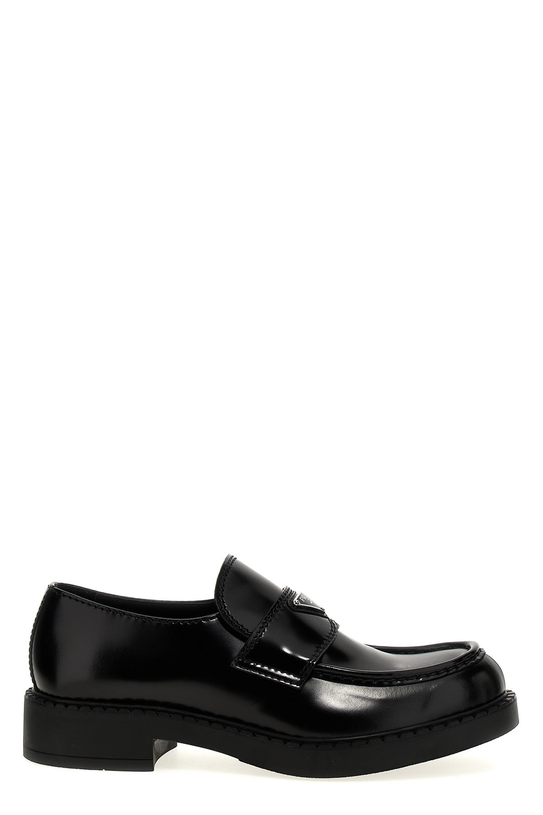 PRADA 5.5 chocolate brushed leather loafers