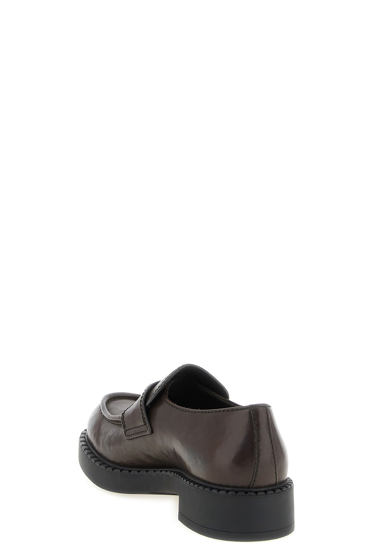 prada chocolate loafers in teak brushed calf leather