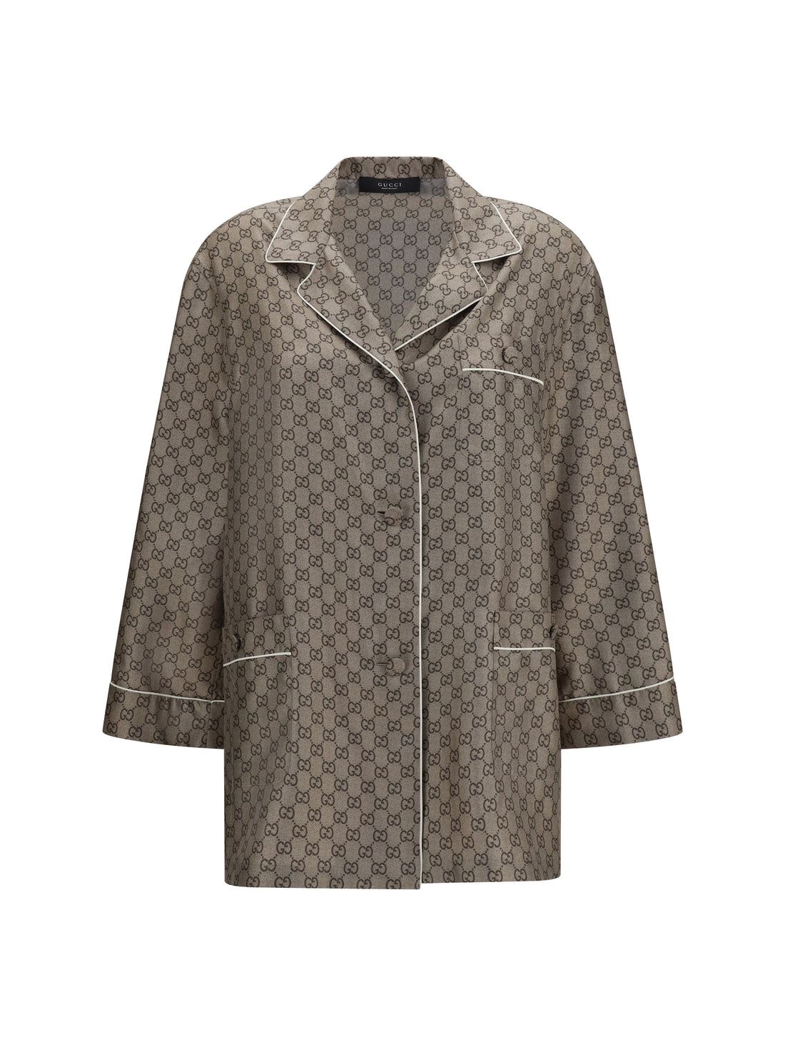 GUCCI 38 printed silk twill shirt