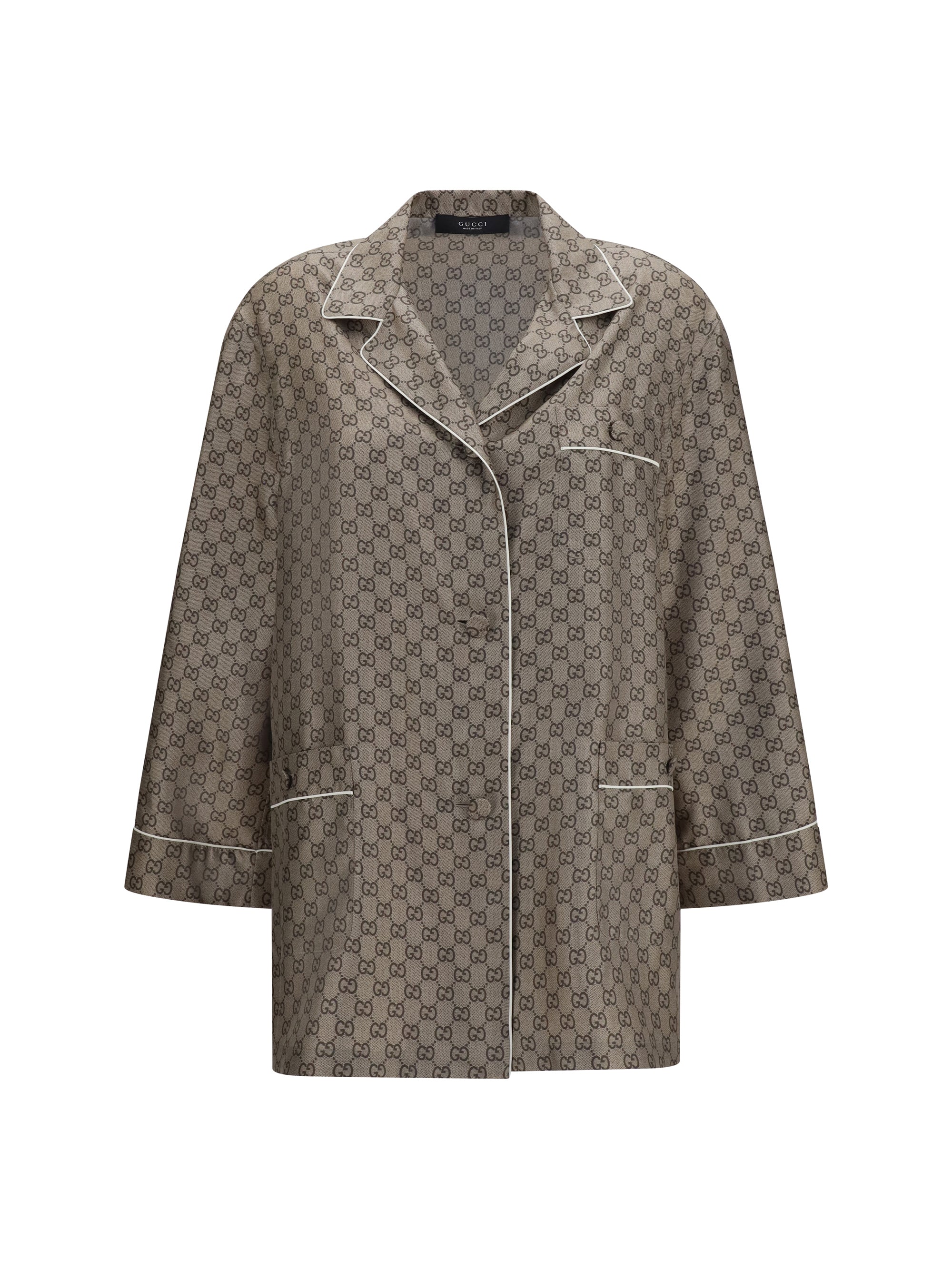 printed silk twill shirt