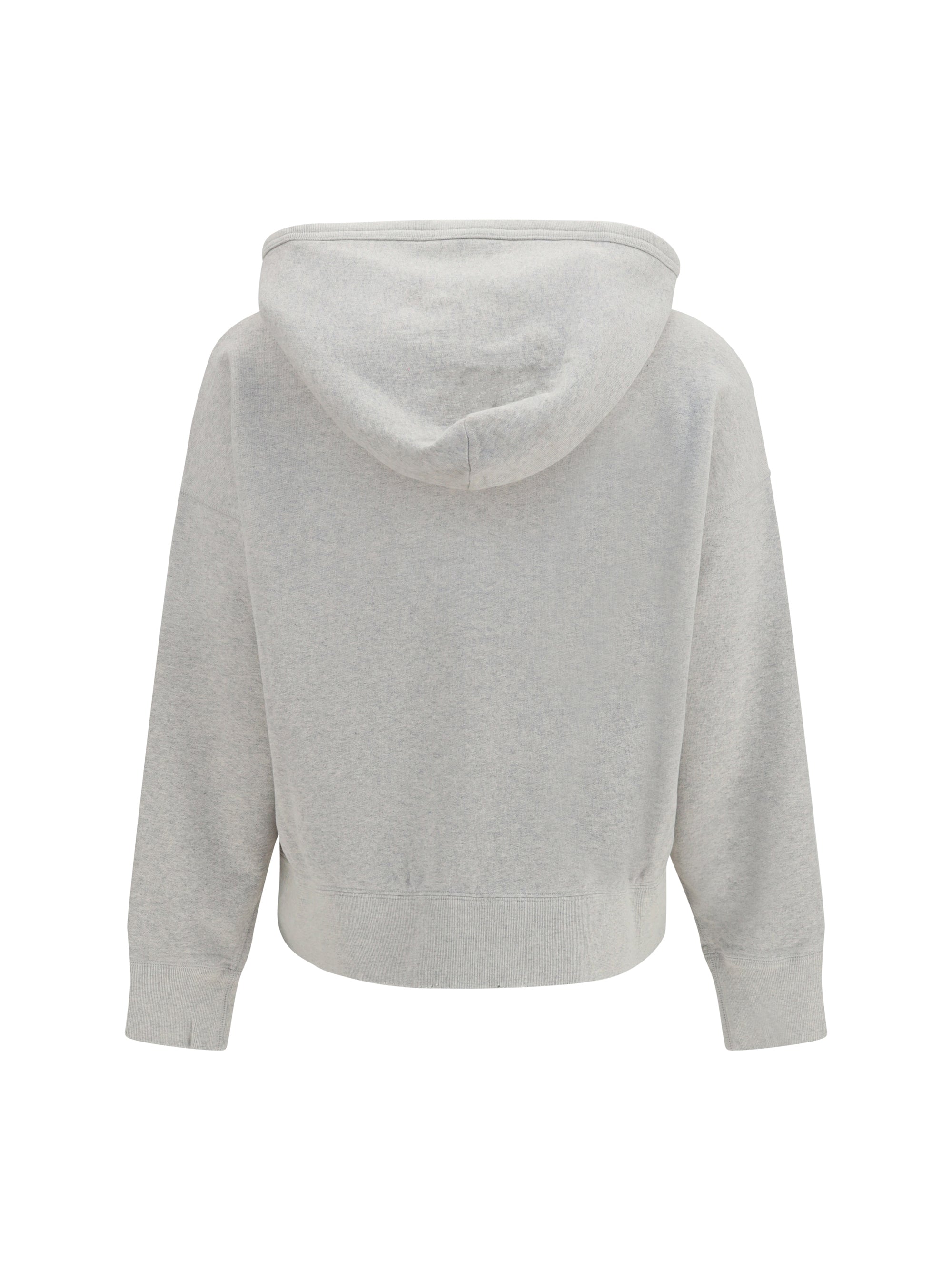 cotton fleece hoodie with jewel brooch