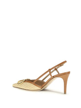 VALENTINO GARAVANI 36 vlogo signature raffia slingback pumps