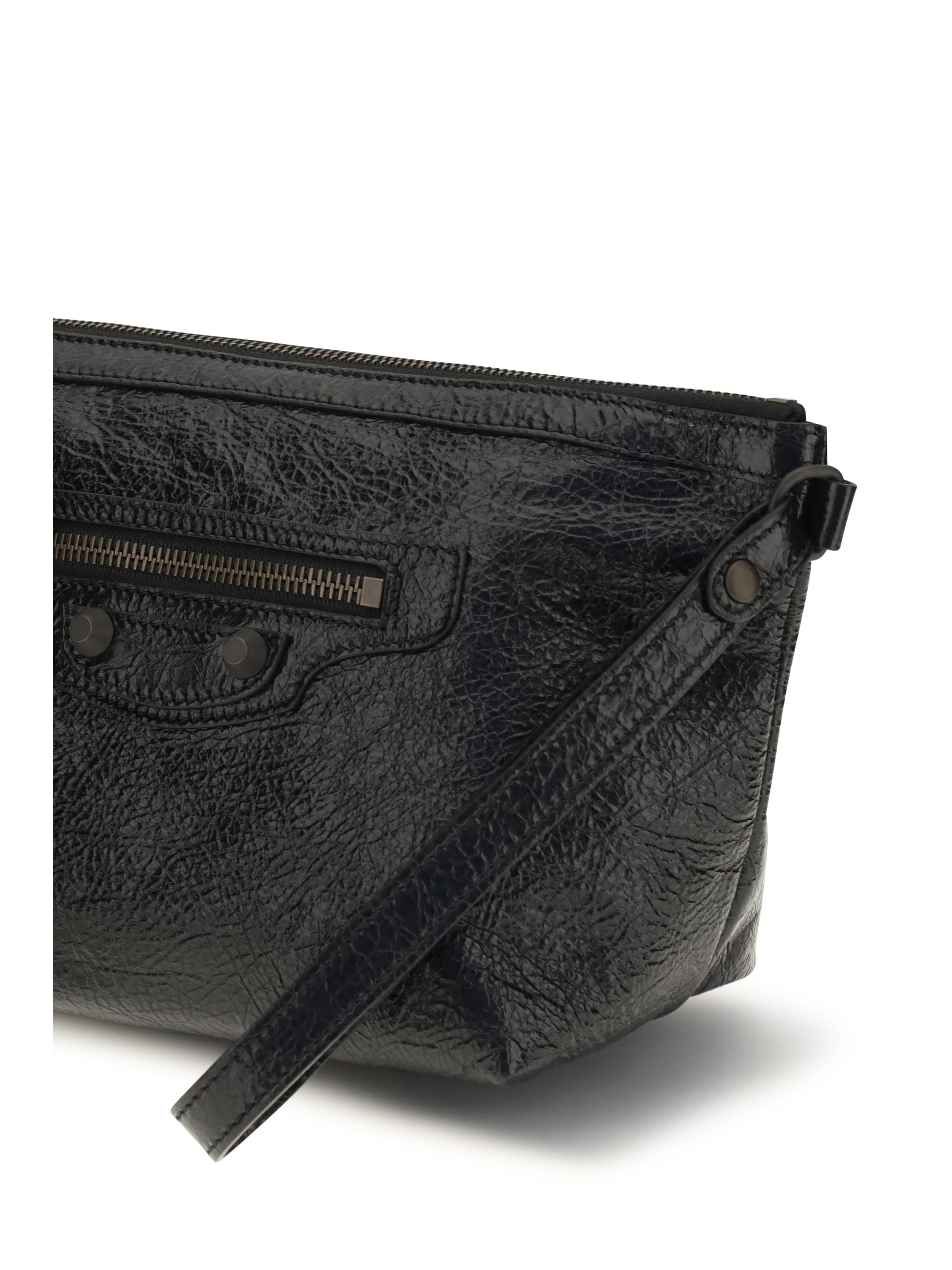 vintage-effect leather pouch