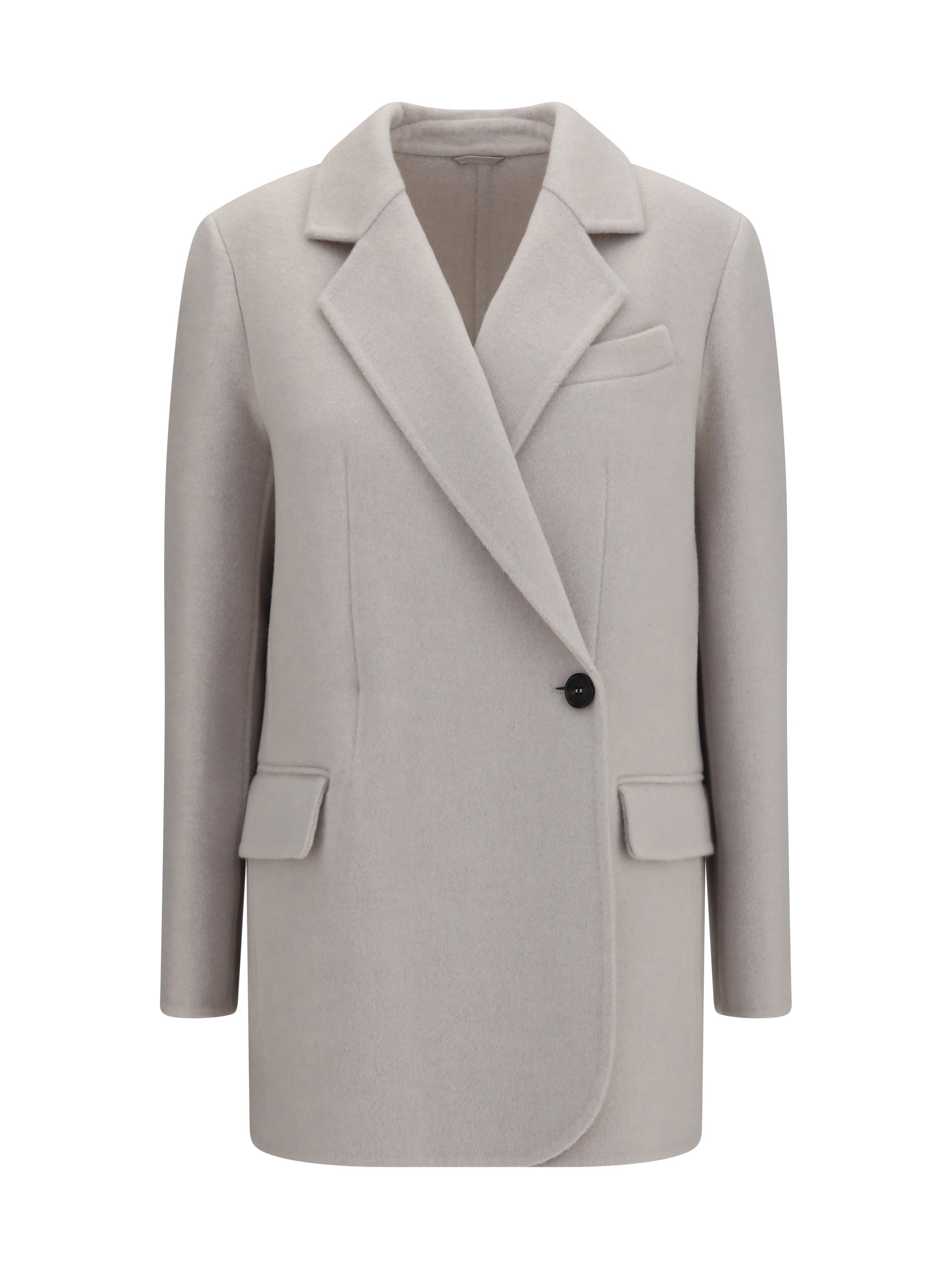 single-breasted wool and cashmere jacket