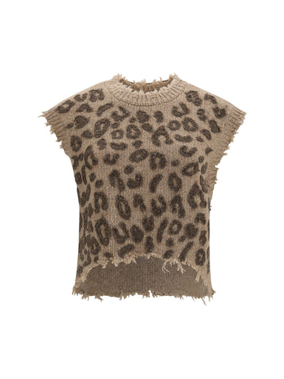 R13 M animal-print cashmere vest