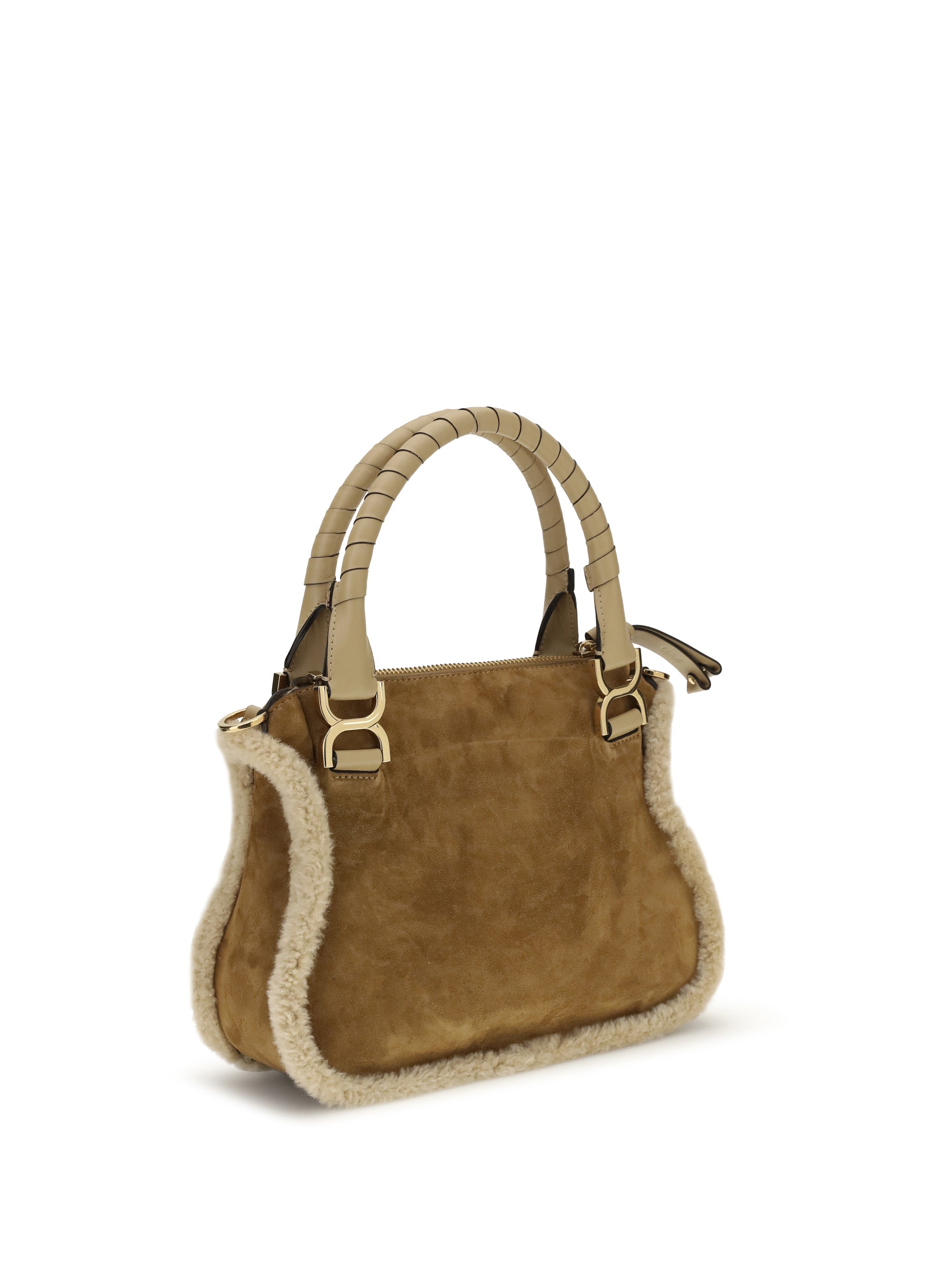 suede and shearling leather marcie small handbag