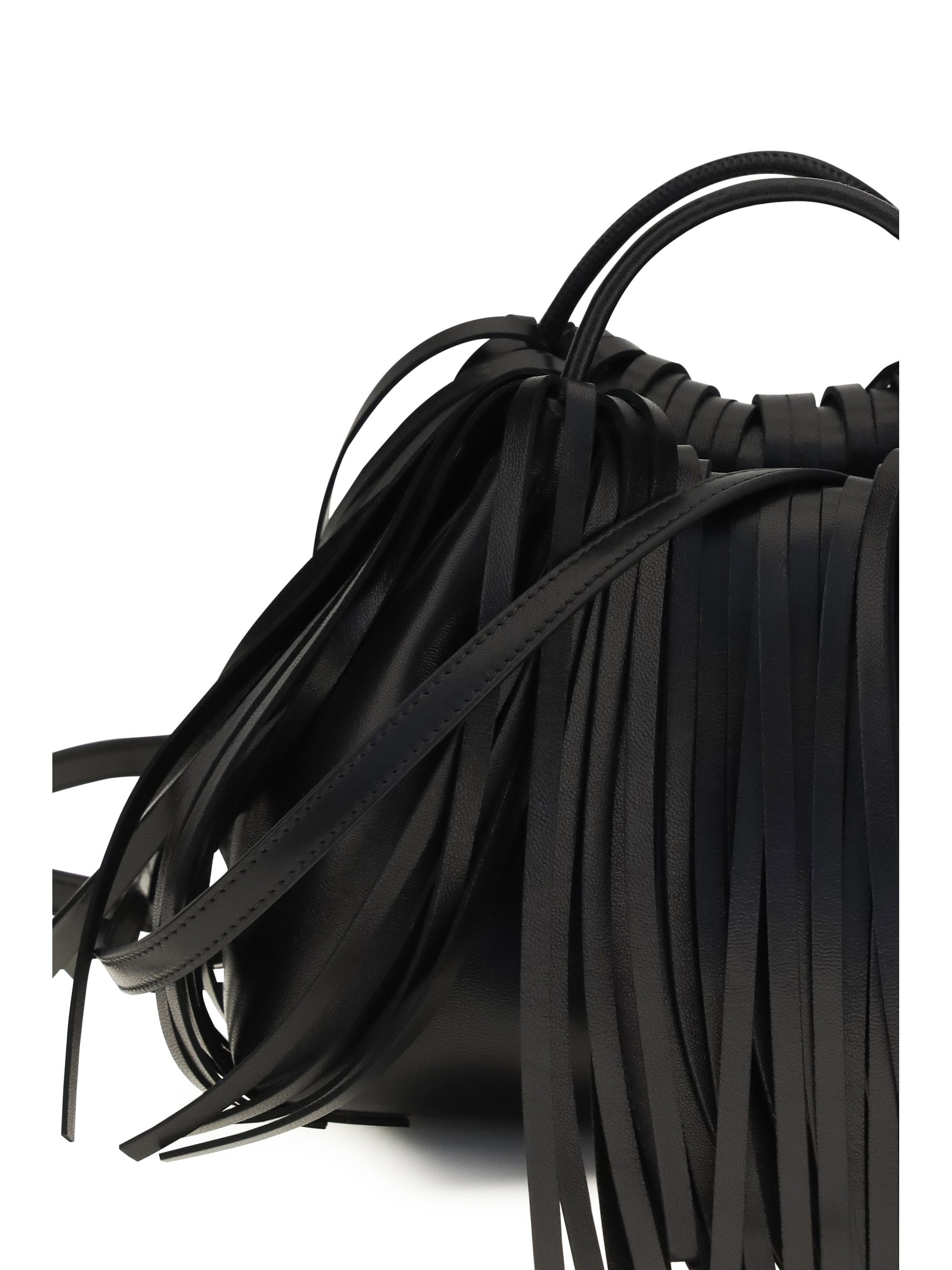 facet mini fringe leather handbag
