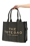 the monogram jacquard large tote shopping bag in woven jacquard fabric