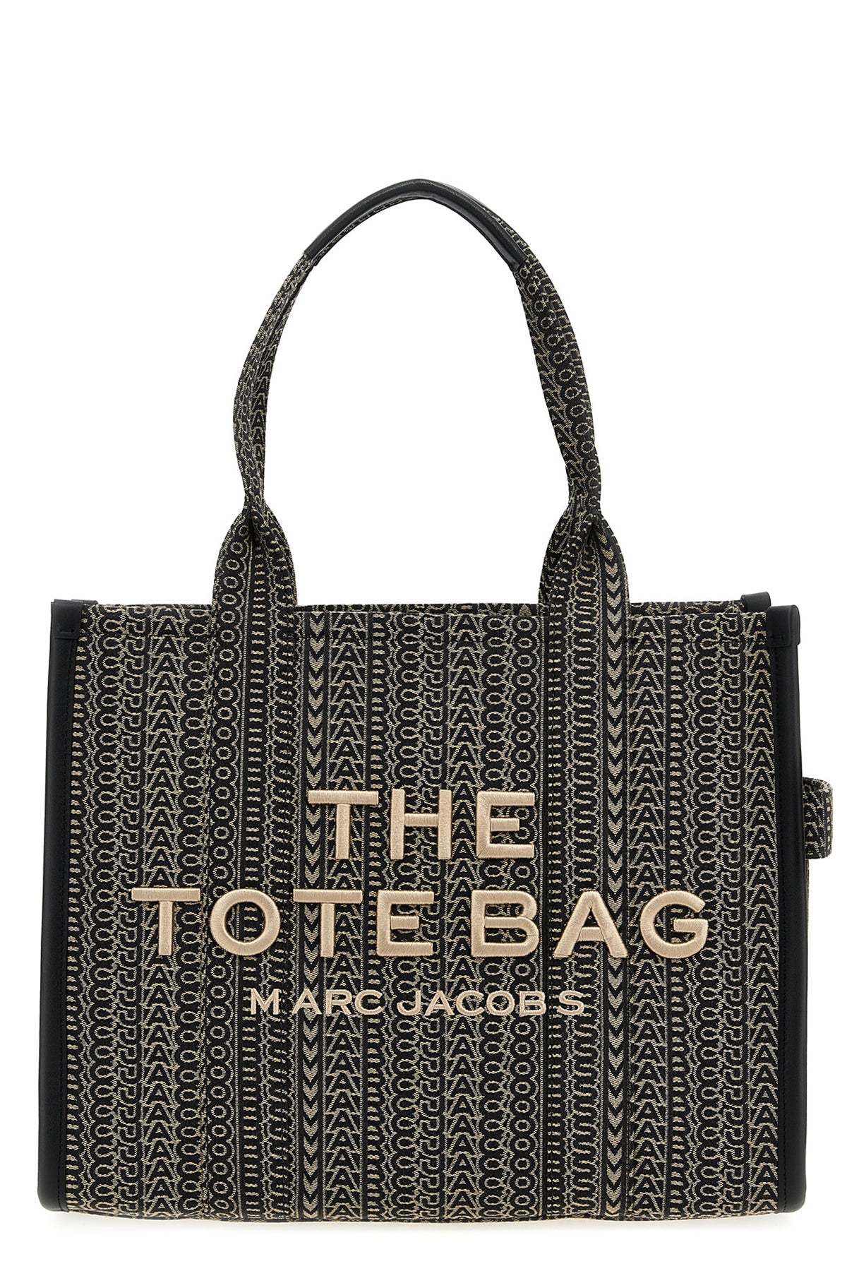 the monogram jacquard large tote shopping bag in woven jacquard fabric