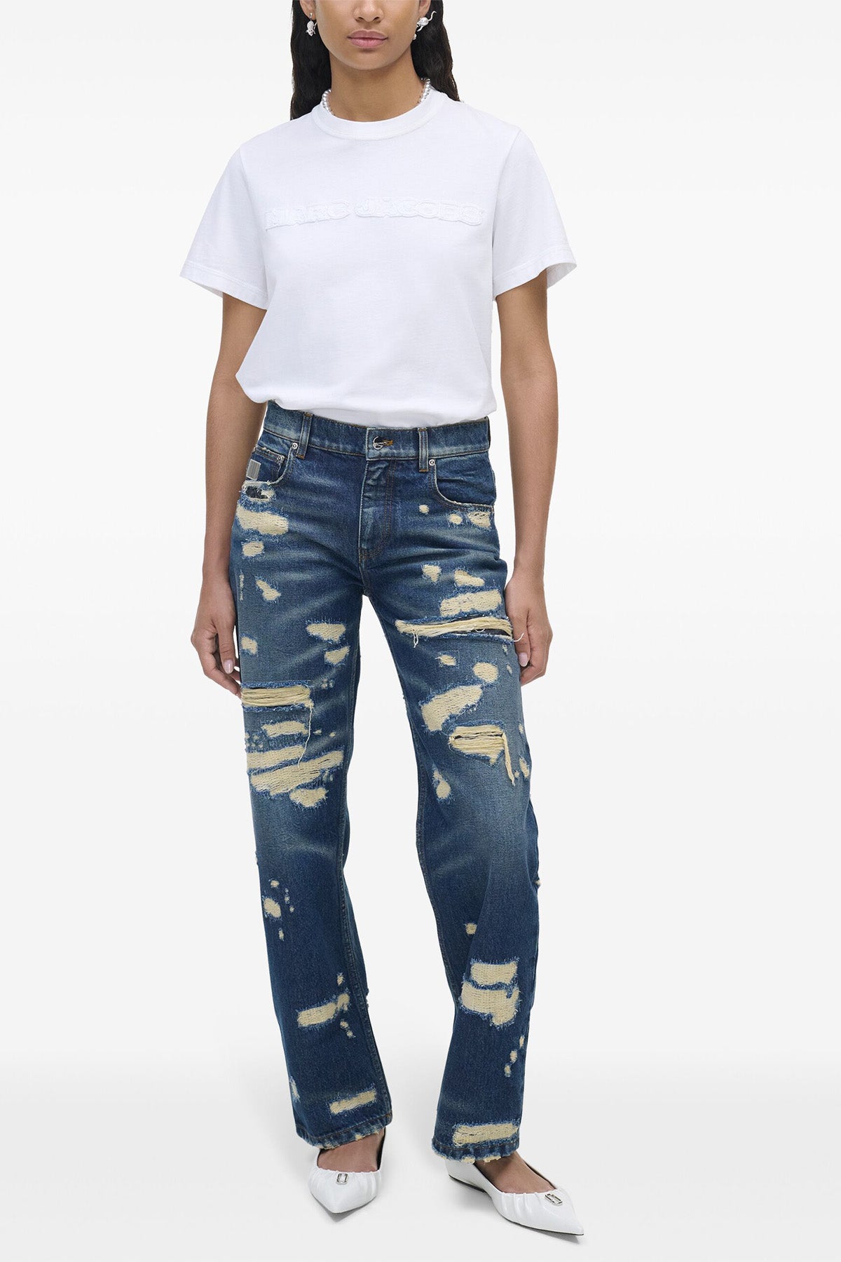 the rip and repair straight jean cotton denim jeans