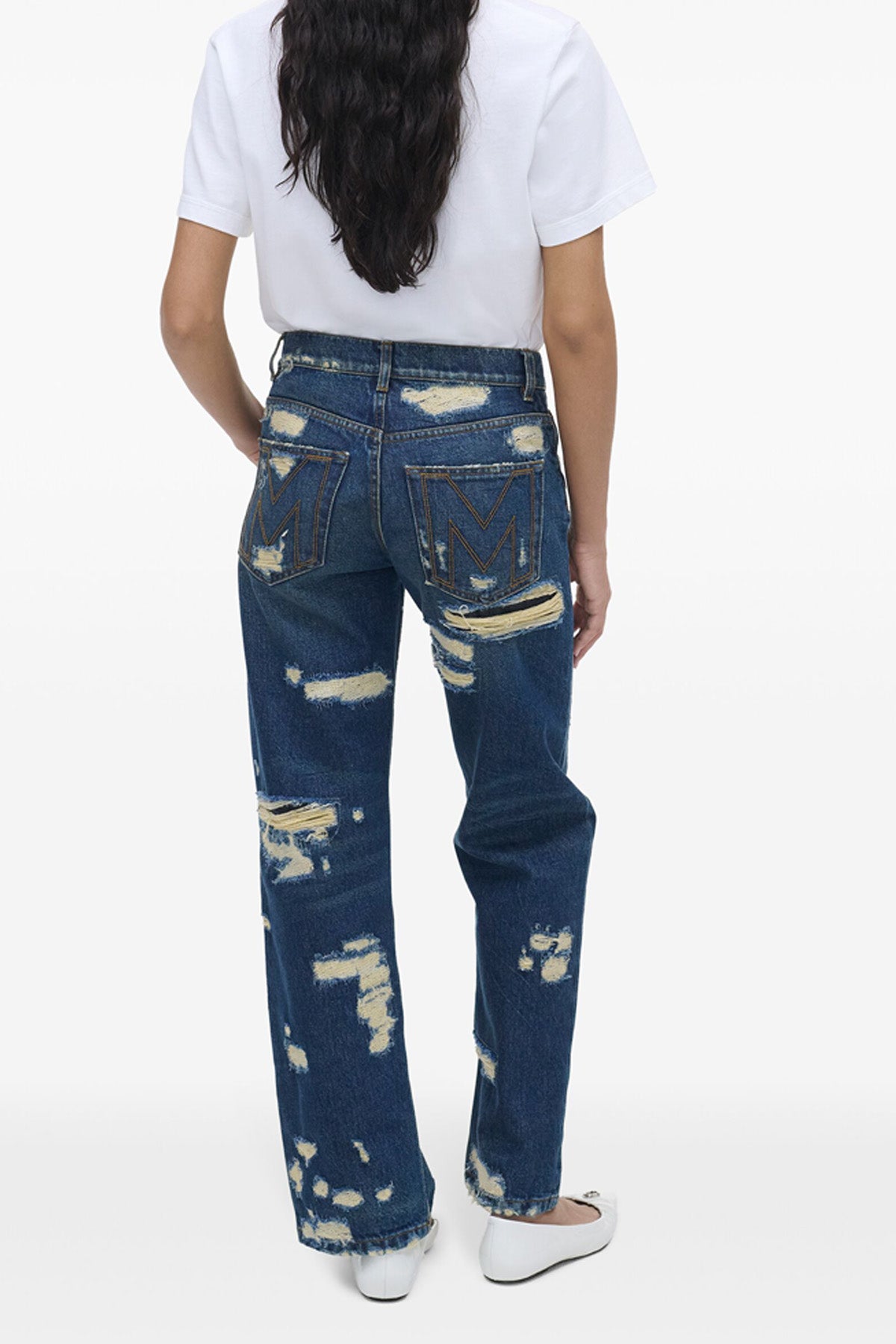 the rip and repair straight jean cotton denim jeans