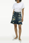 the rip and repair straight jean cotton denim skirt