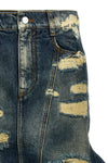 the rip and repair straight jean cotton denim skirt