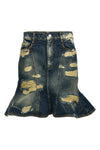 the rip and repair straight jean cotton denim skirt
