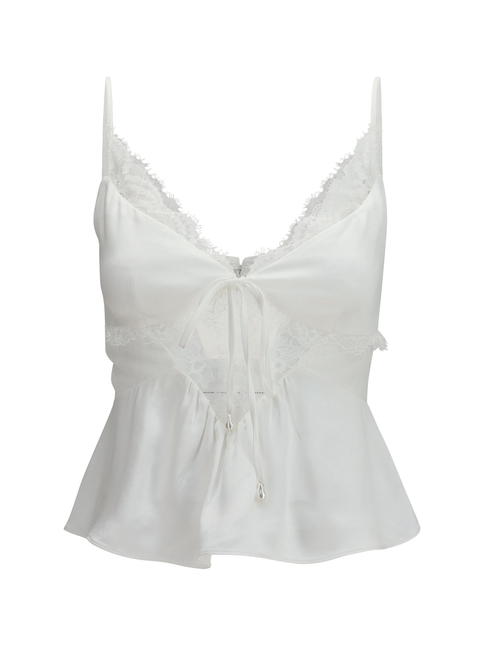 cropped top with lace inserts