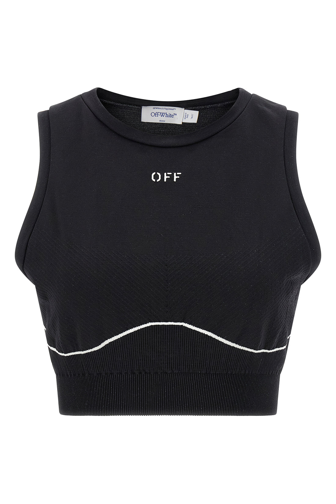 OFF-WHITE M-L off-whites sporty top redefines athletic silhouettes through precise seamless t