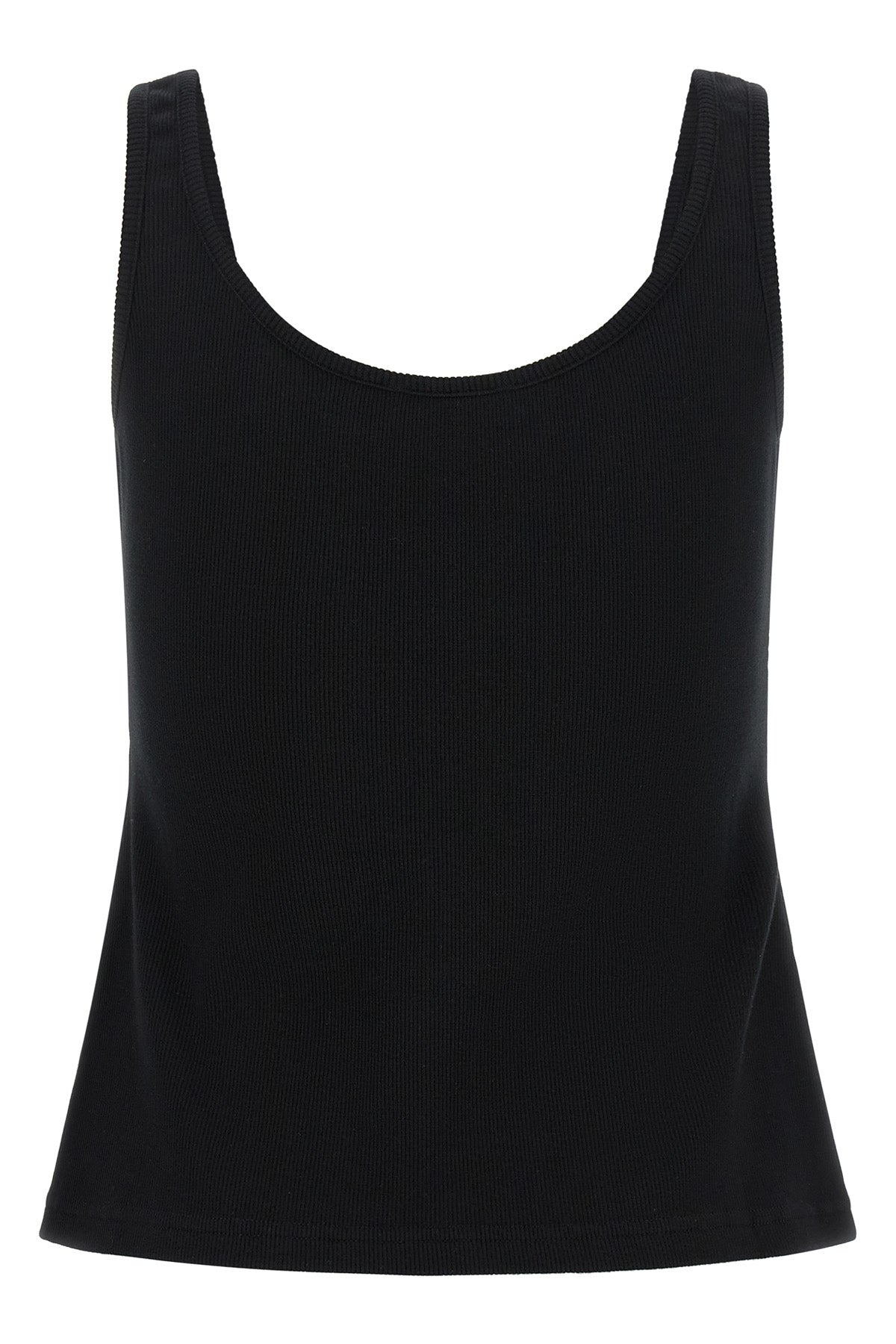 the black off stamp tank top by off-white in ribbed cotton defines a slim and